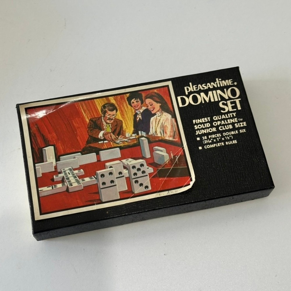 Vintage Pleasantime Domino Set Solid Opalene Junior Club Size  Double Six